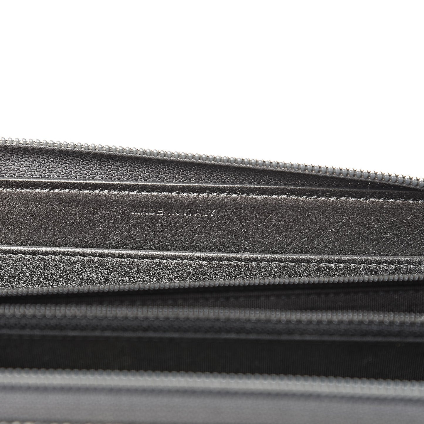 Metallic Calfskin Large Timeless CC Zip Around Wallet Argent Fonce