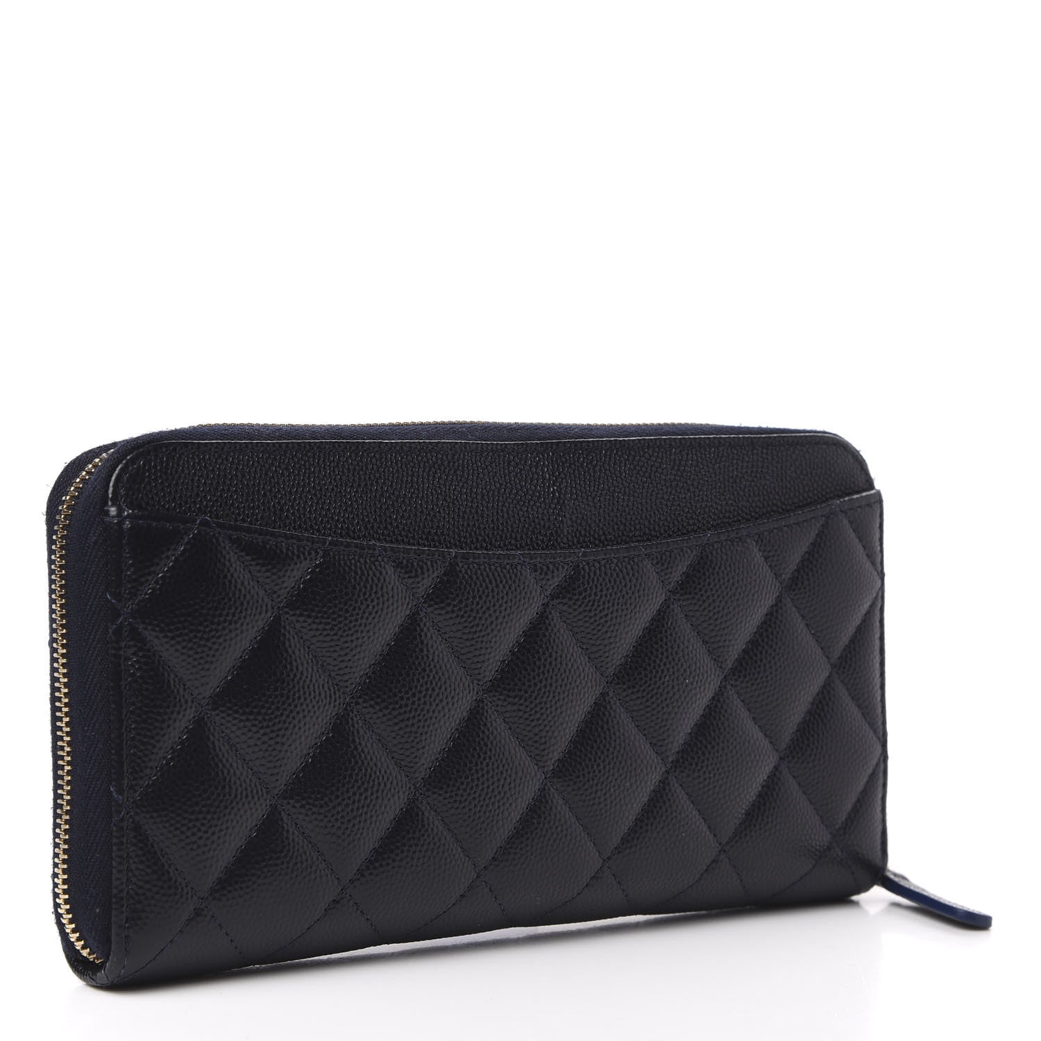 Chanel Caviar Quilted Large Gusset Zip Around Wallet Navy 3 of 11