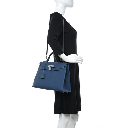 Hermes Epsom Kelly Sellier 32 Bleu De Malte 2 of 10