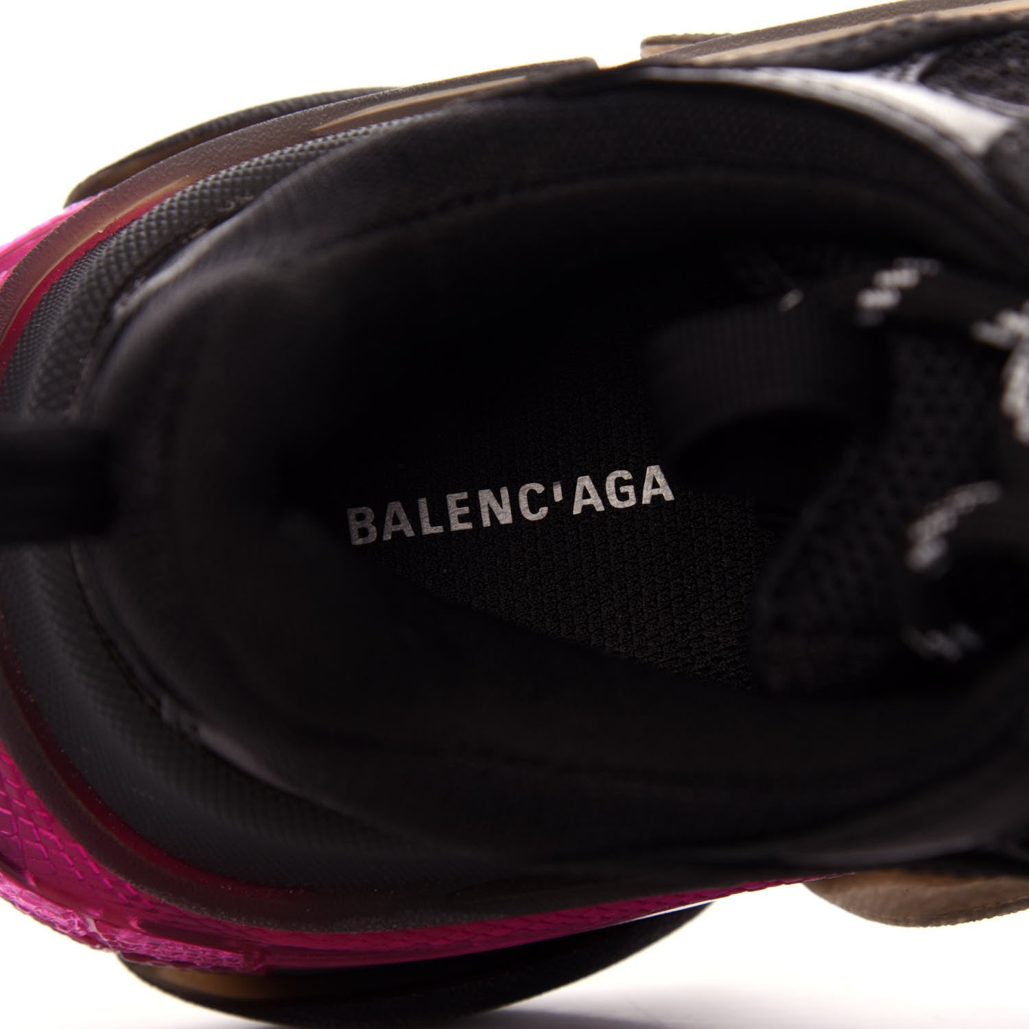 Balenciaga Fabric Mesh Clear Sole Fluo Womens Triple S Sneakers 37 Black Pink Neon 8 of 11