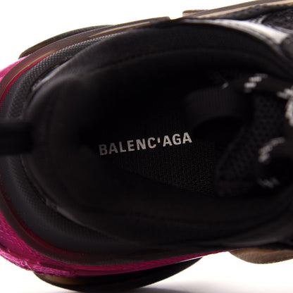Balenciaga Fabric Mesh Clear Sole Fluo Womens Triple S Sneakers 37 Black Pink Neon 8 of 11