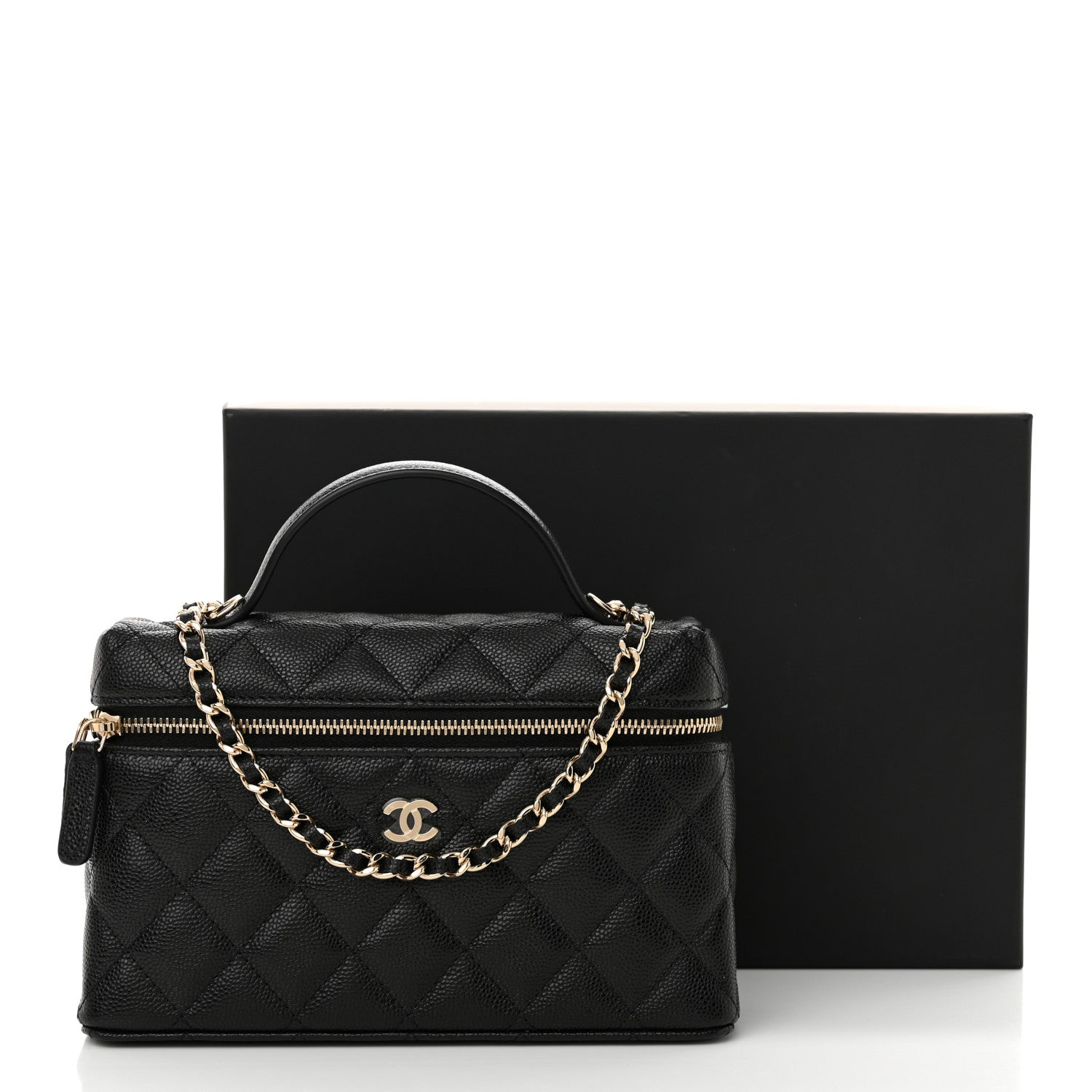 Chanel Caviar Quilted Top Handle Slim Vanity With Chain Black 11 of 11