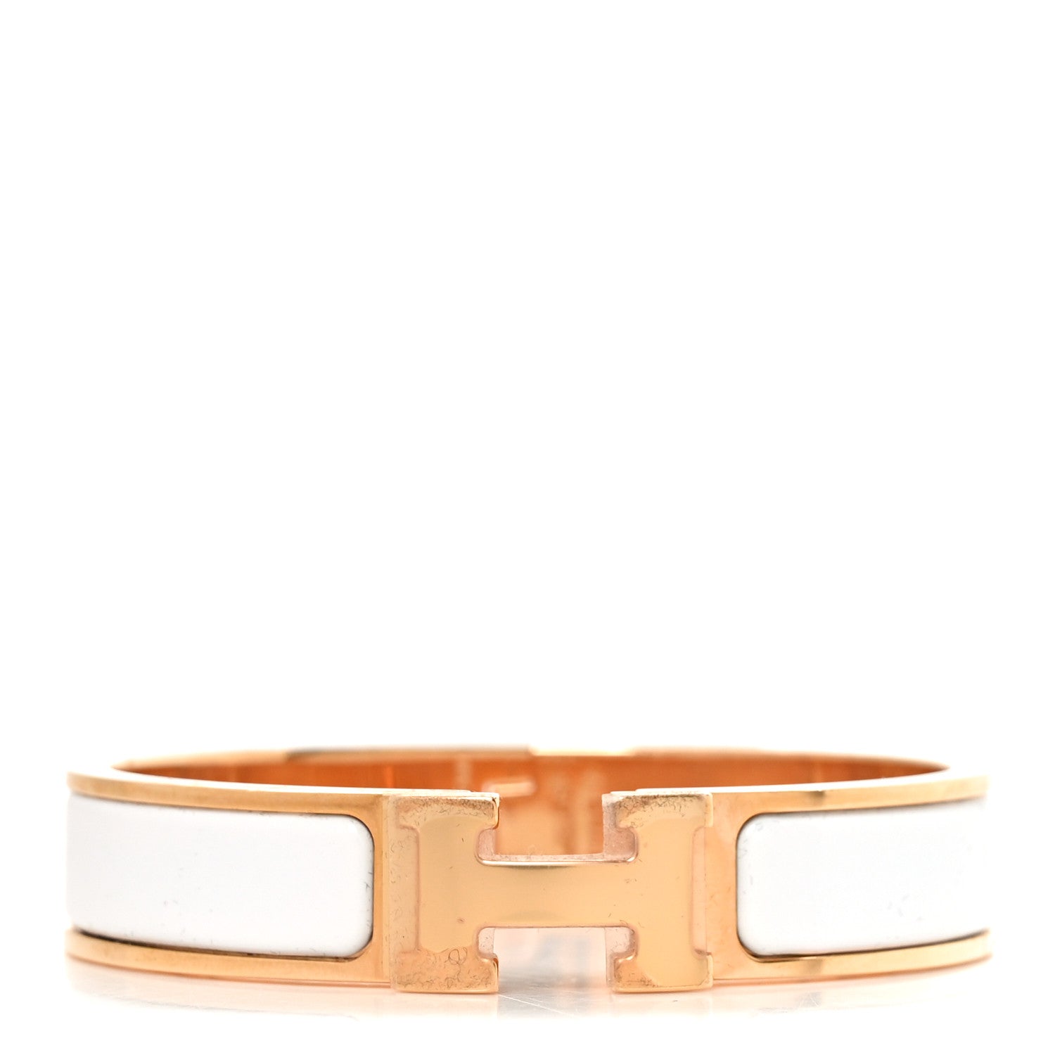 Hermes Enamel Narrow Clic Clac H Bracelet PM White 1 of 5