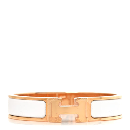 Hermes Enamel Narrow Clic Clac H Bracelet PM White 1 of 5