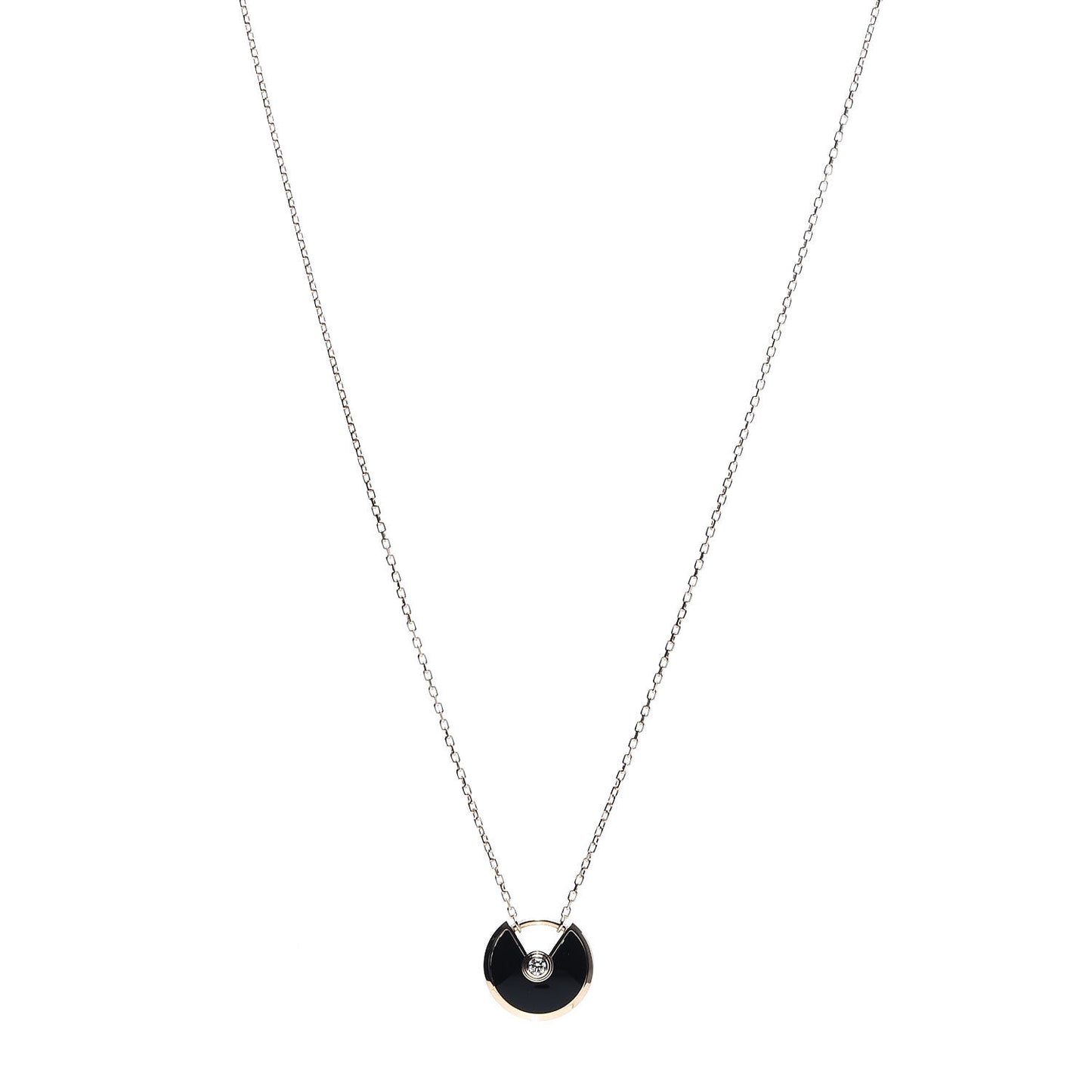18K Pink Gold Diamond Black Onyx XS Amulette de Cartier Pendant Necklace