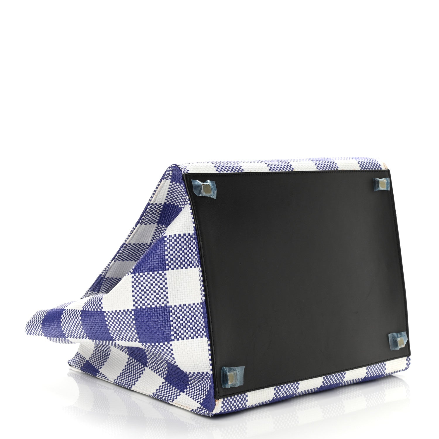 Celine Gingham Woven Medium Phantom Luggage Cobalt 3 of 9