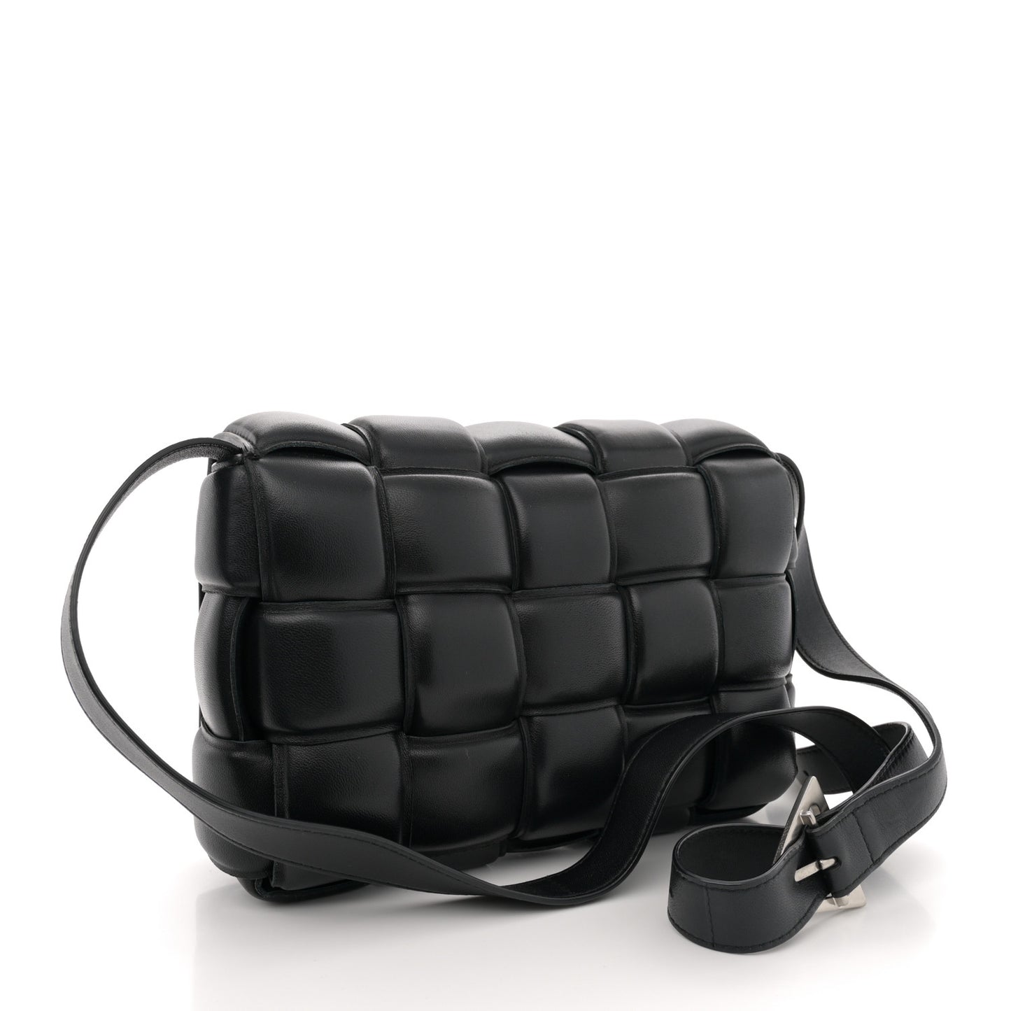 Nappa Maxi Intreccio Padded Cassette Crossbody Bag Black
