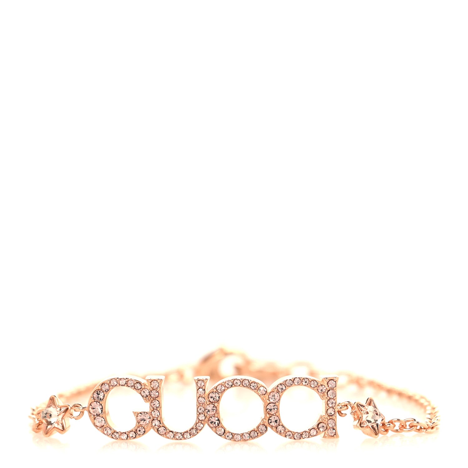 Gucci Metal Crystal Script Bracelet Gold 1 of 4