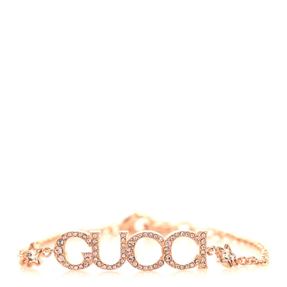 Gucci Metal Crystal Script Bracelet Gold 1 of 4