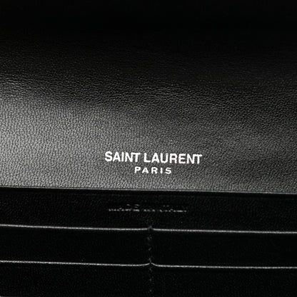 Saint Laurent Lambskin Y Quilted Monogram Large Loulou Flap Wallet Black 6 of 8