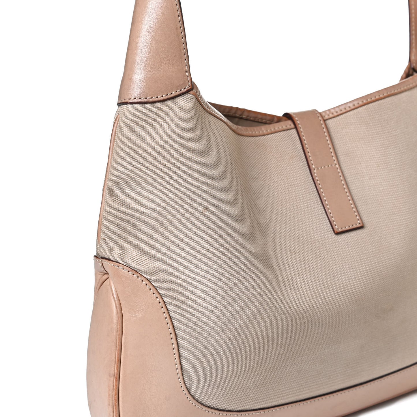 Canvas Calfskin Jackie O Hobo Beige