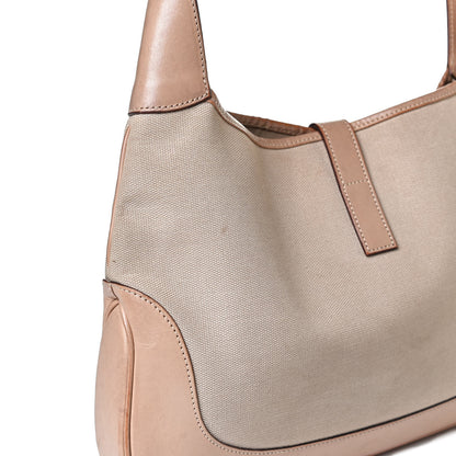 Gucci Canvas Calfskin Jackie O Hobo Beige 10 of 25