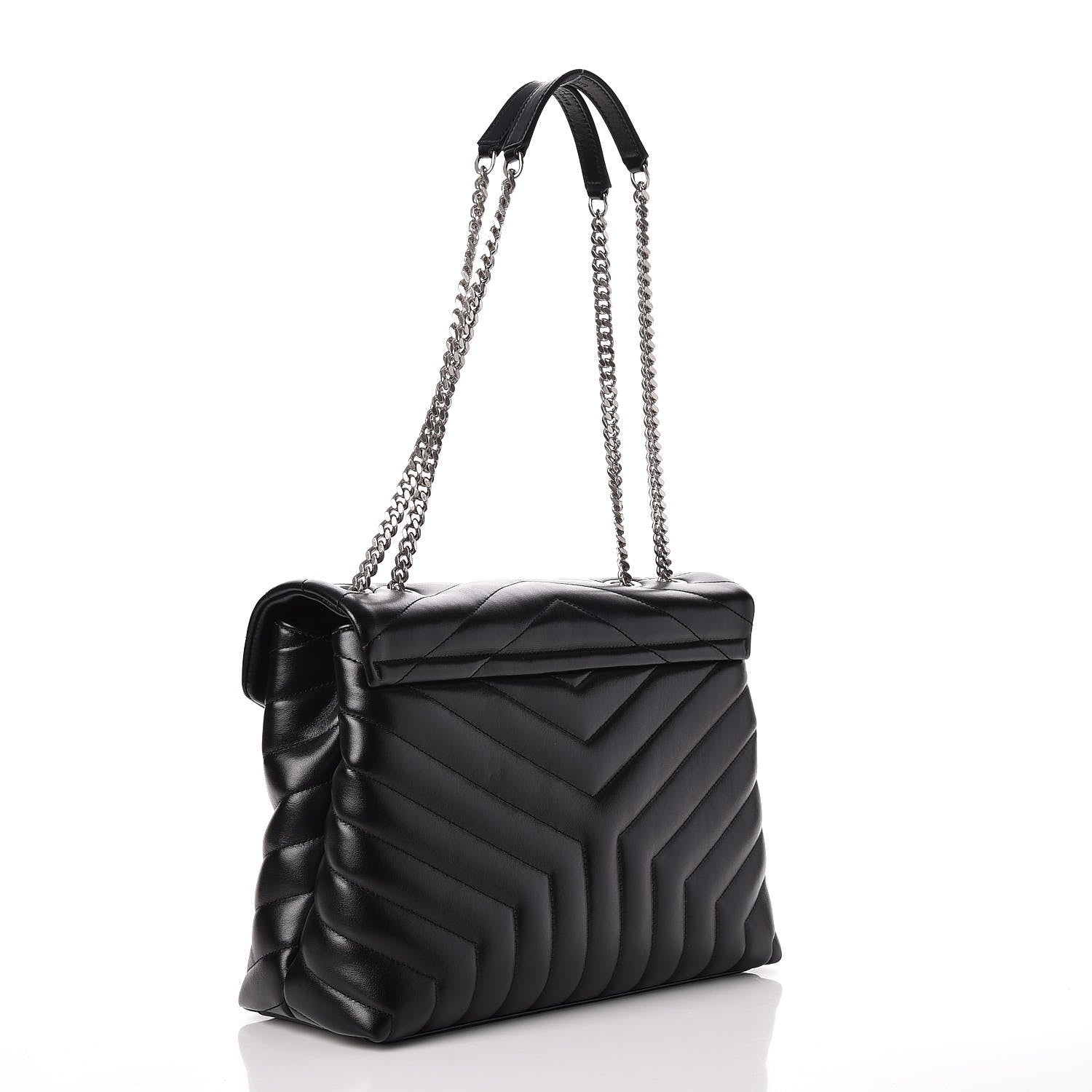 Saint Laurent Calfskin Y Quilted Monogram Medium Loulou Chain Satchel Black 3 of 8