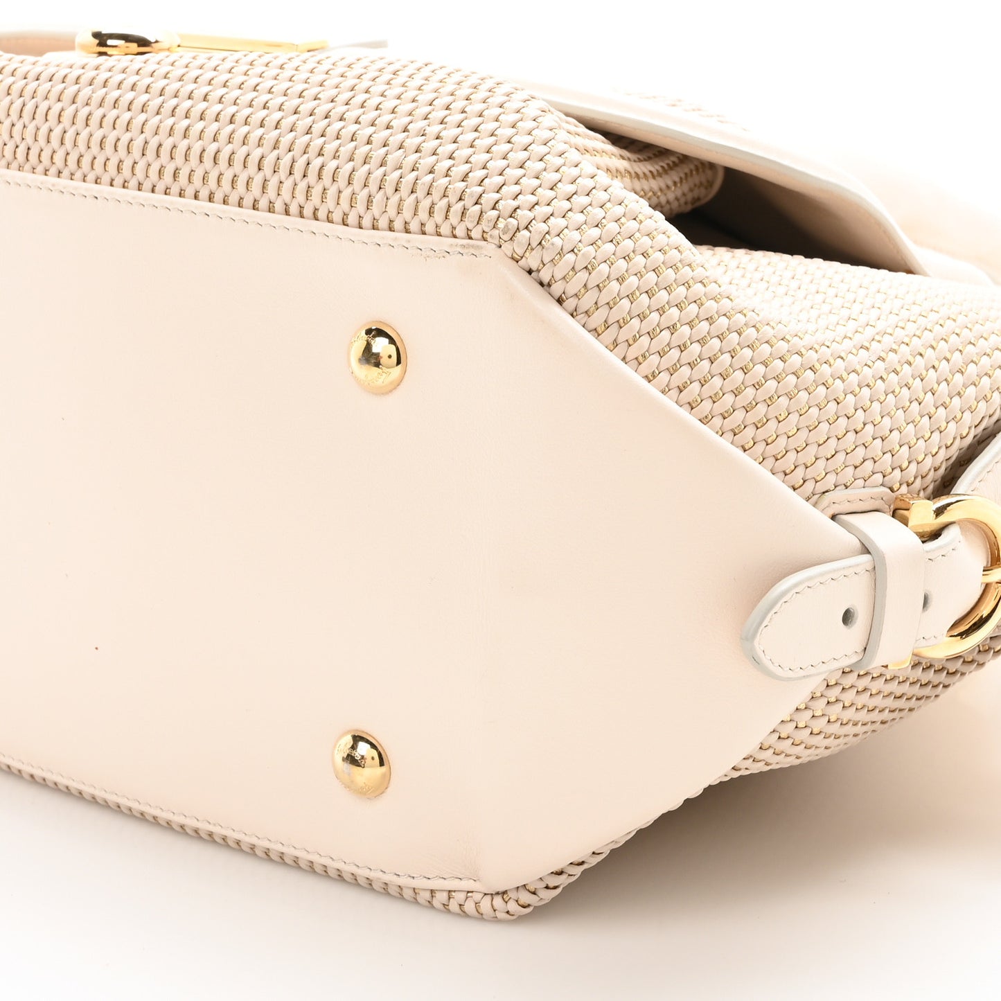 Lambskin Calfskin Woven Fiamma Bag Seta Oro