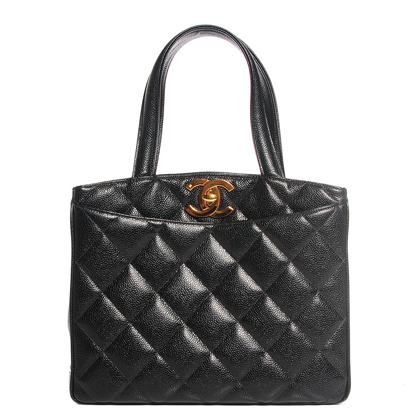 Caviar Quilted Tote Black