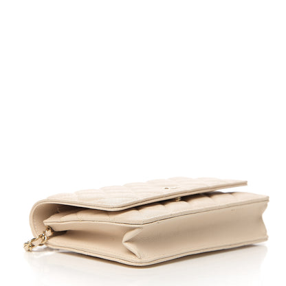 Chanel Caviar Quilted Wallet On Chain WOC Light Beige 3 of 13