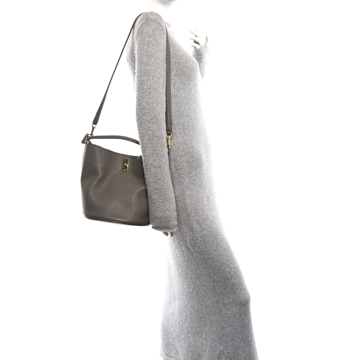 Supple Grained Calfskin Bucket 16 Bag Pebble