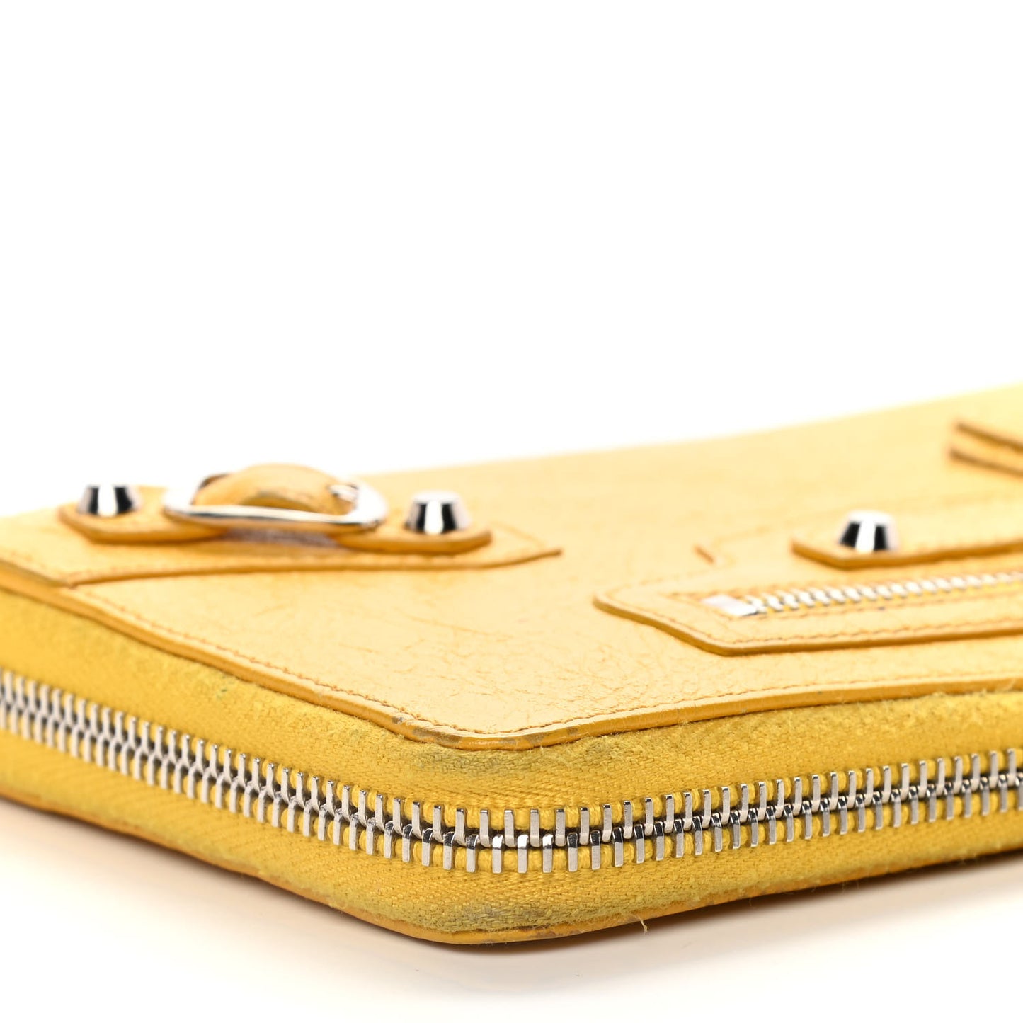 Agneau Classic Silver Hardware Continental Zip Around Jaune Epi
