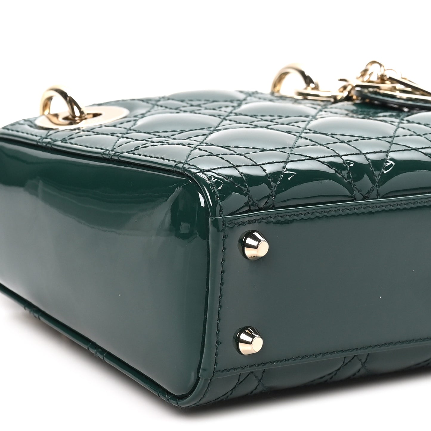 Patent Cannage Mini Lady Dior Pine Green