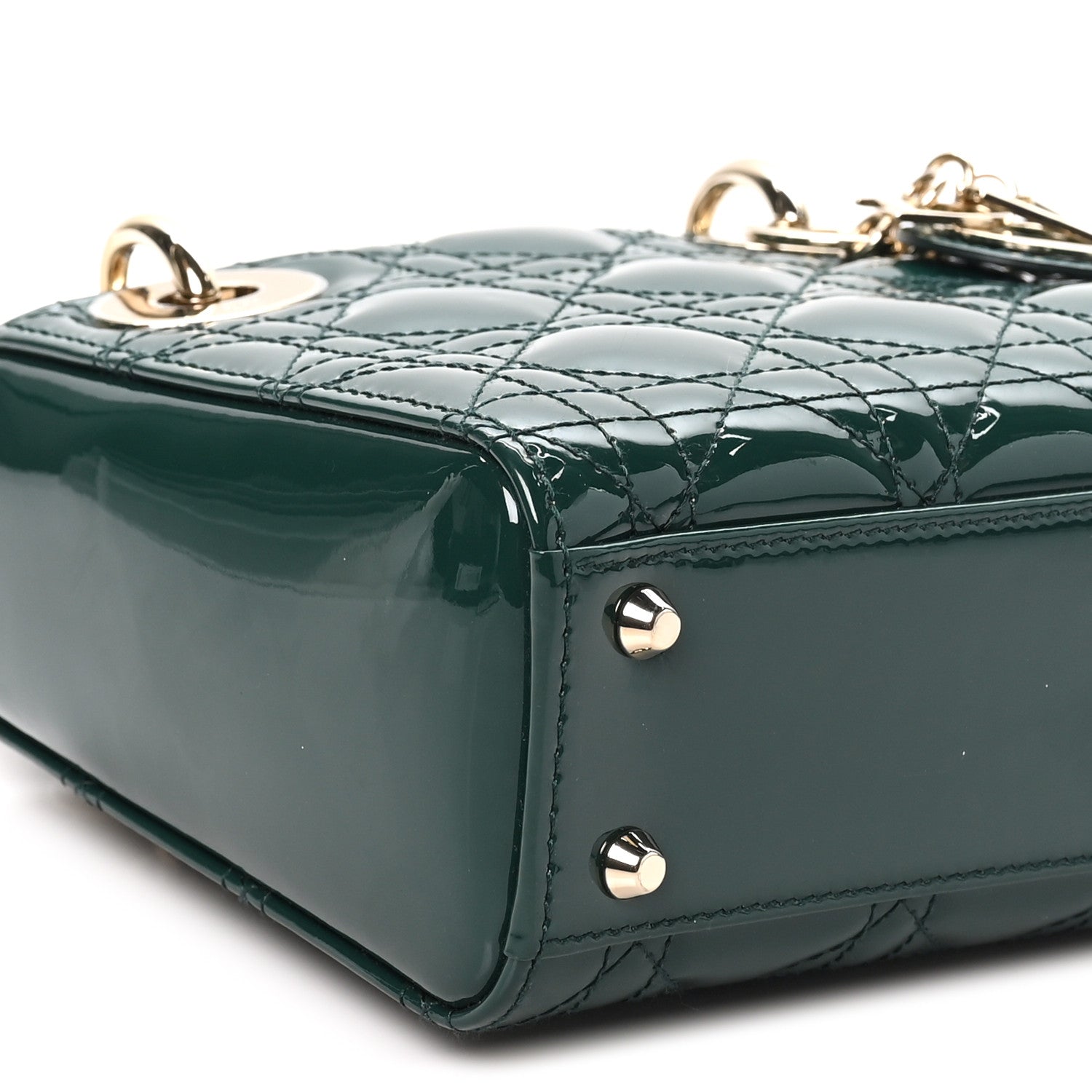 Christian Dior Patent Cannage Mini Lady Dior Pine Green 7 of 9