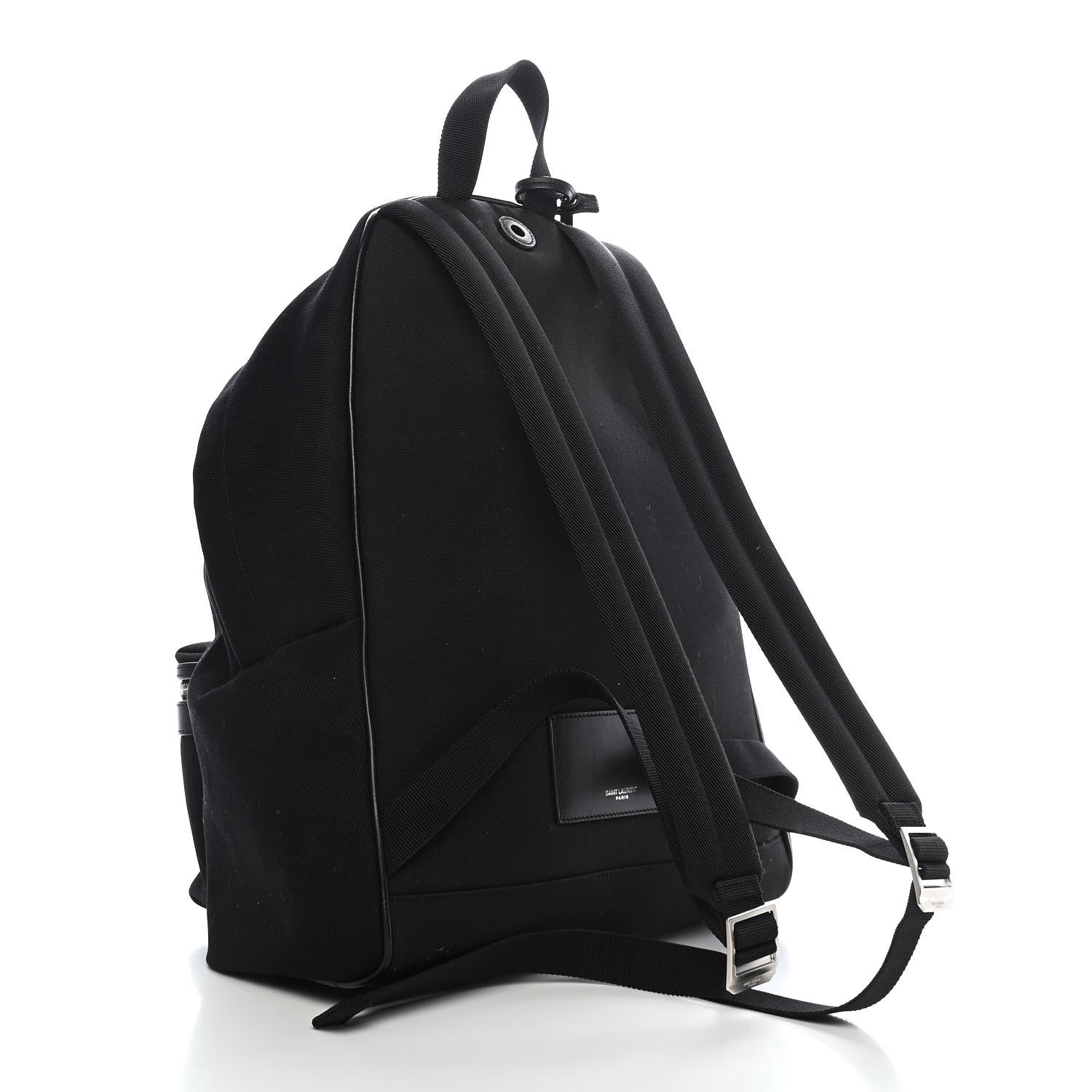 Saint Laurent Canvas Signature Embroidered City Backpack Black 2 of 7