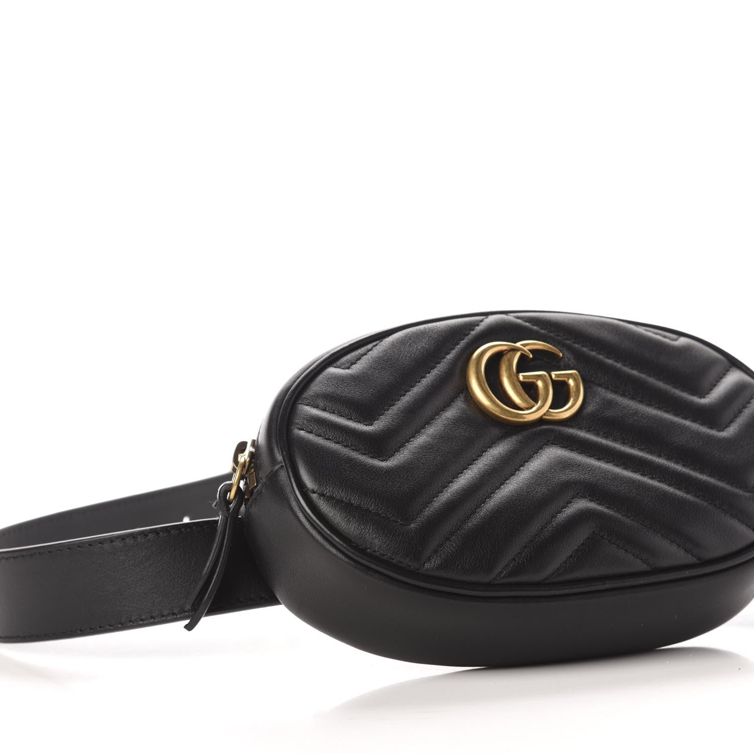 Gucci Calfskin Matelasse GG Marmont Belt Bag 85 34 Black 9 of 11