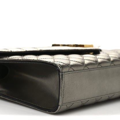Saint Laurent Grain De Poudre Textured Mixed Matelasse Medium Triquilt Monogram Satchel Piombo 8 of 13