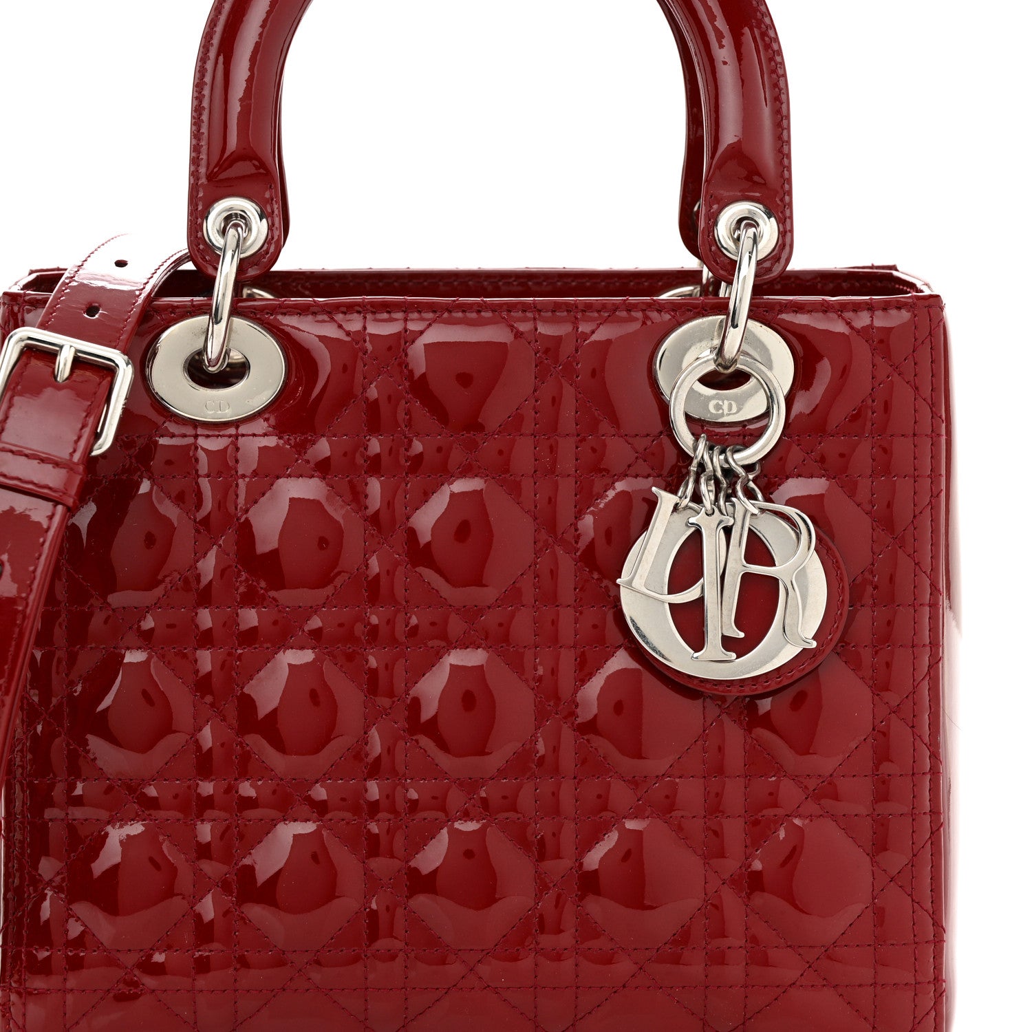 Christian Dior Patent Cannage Medium Lady Dior Burgundy Red 8 of 12