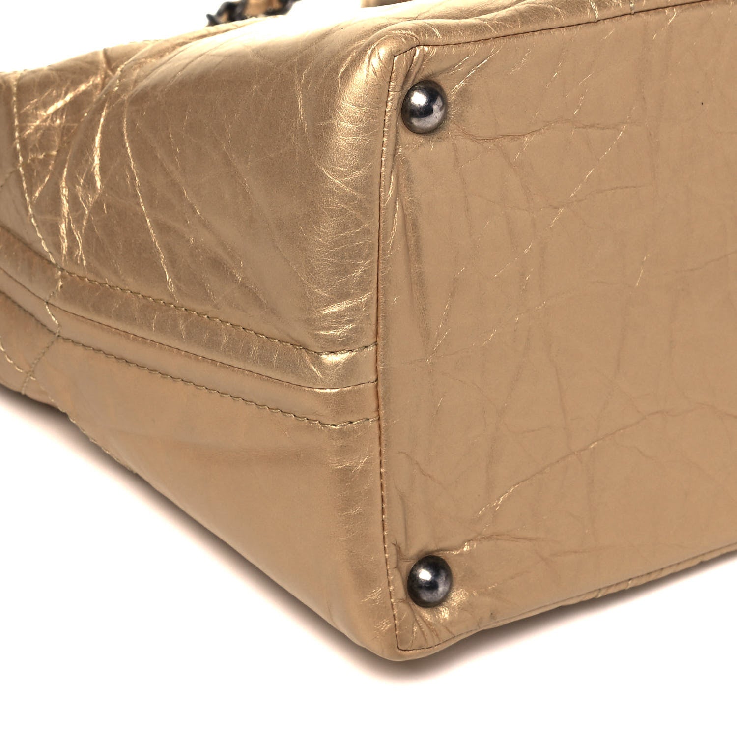 Chanel Metallic Aged Calfskin Small Shopping In Moscow Tote Gold 7 of 8