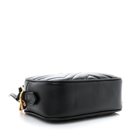 Gucci Calfskin Matelasse Mini GG Marmont Chain Shoulder Bag Black 4 of 10