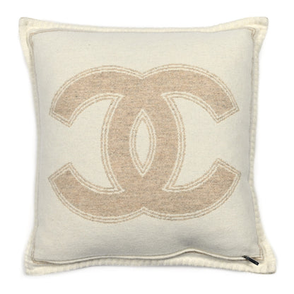 Chanel Merino Wool Cashmere CC Pillow Beige Off White 2 of 3