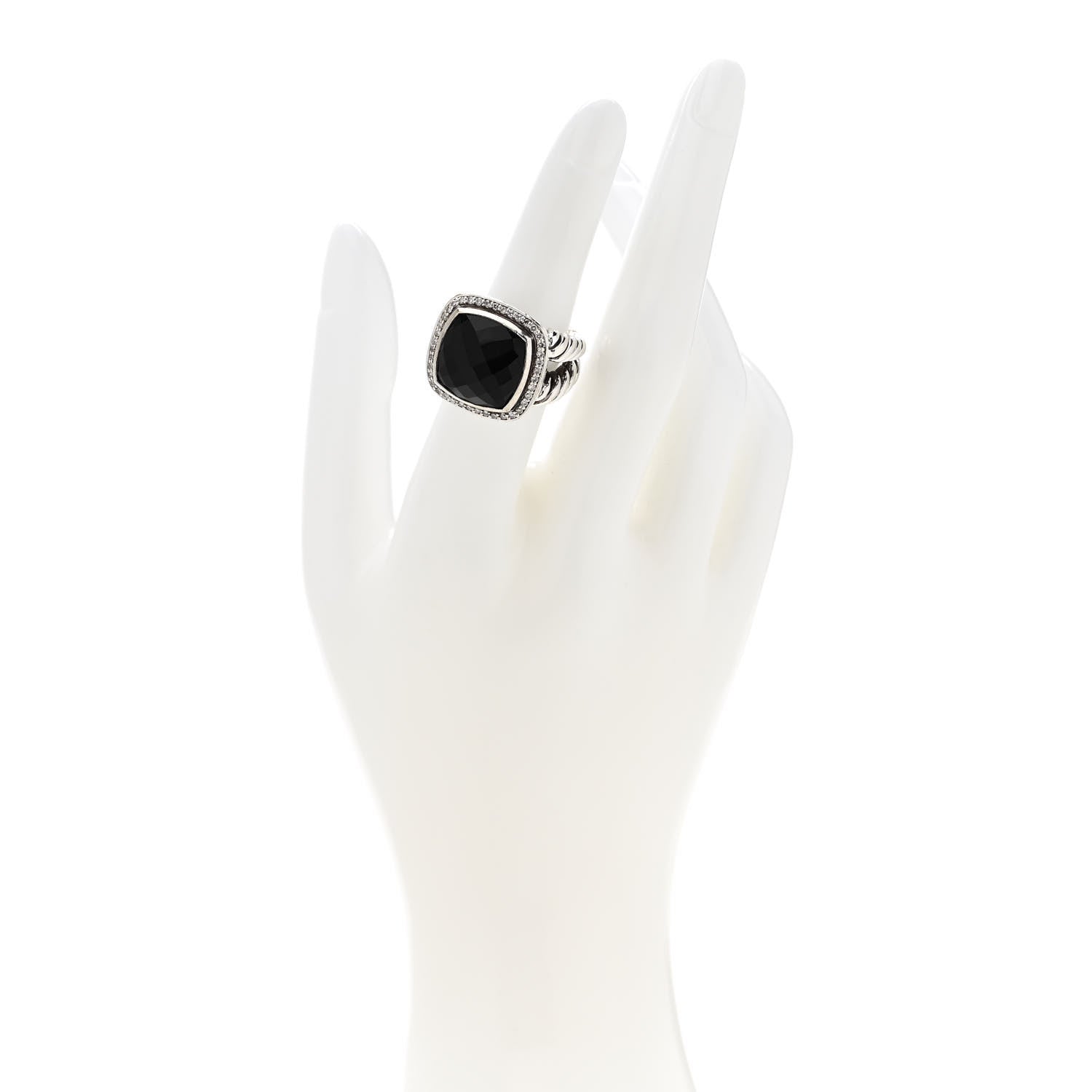 David Yurman Sterling Silver Diamond Black Onyx 11mm Albion Ring 52 6 2 of 5
