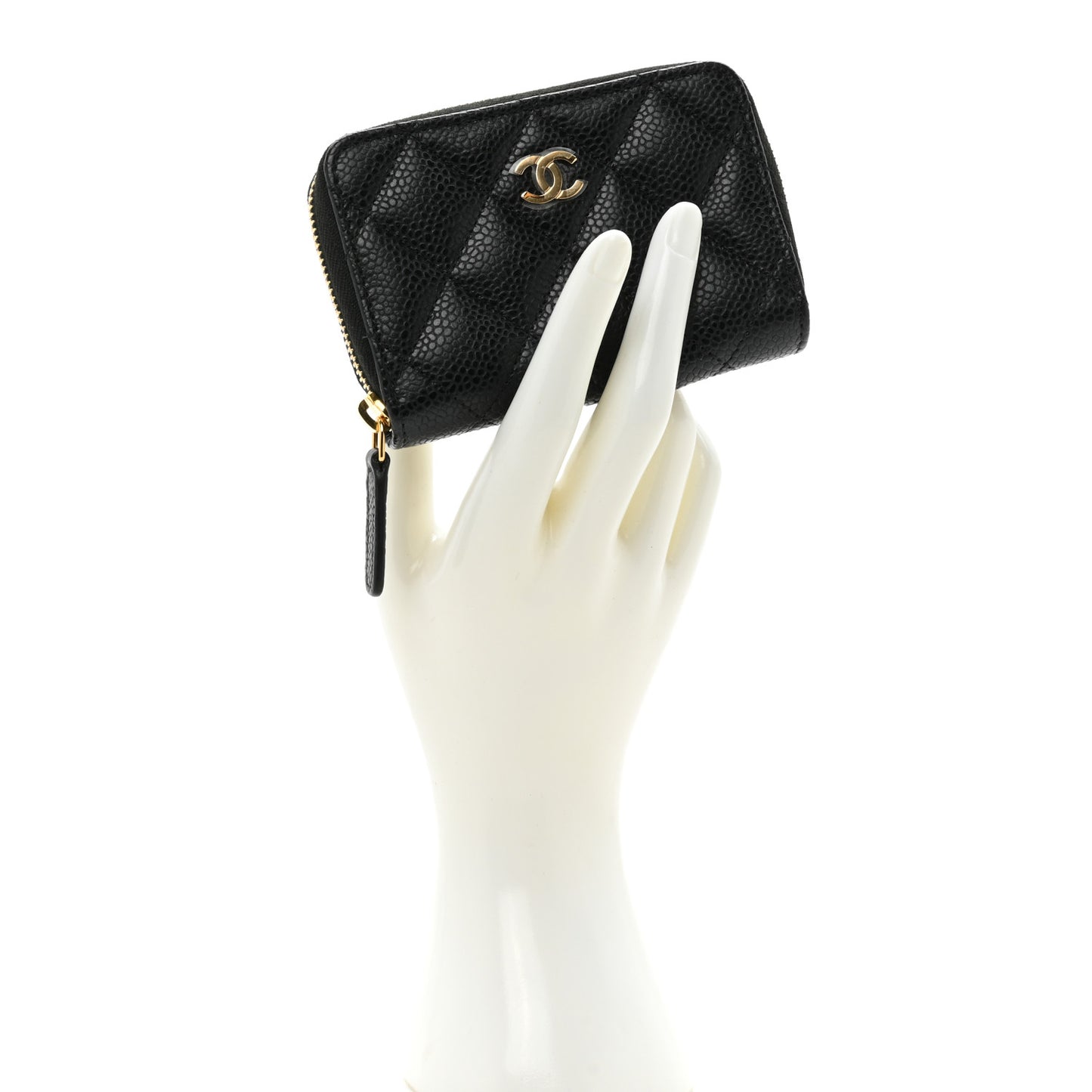 Caviar Quilted Classic Zipped Coin Purse Black