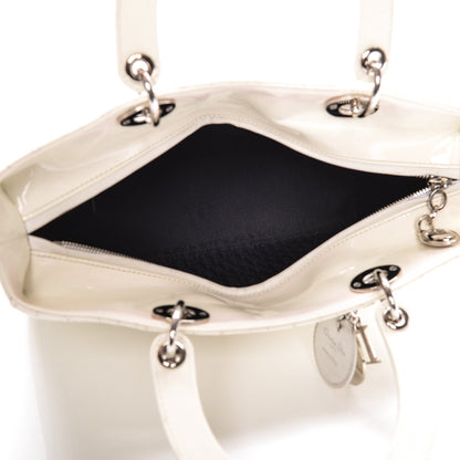 Christian Dior Patent Cannage Large Lady Dior White 5 of 9