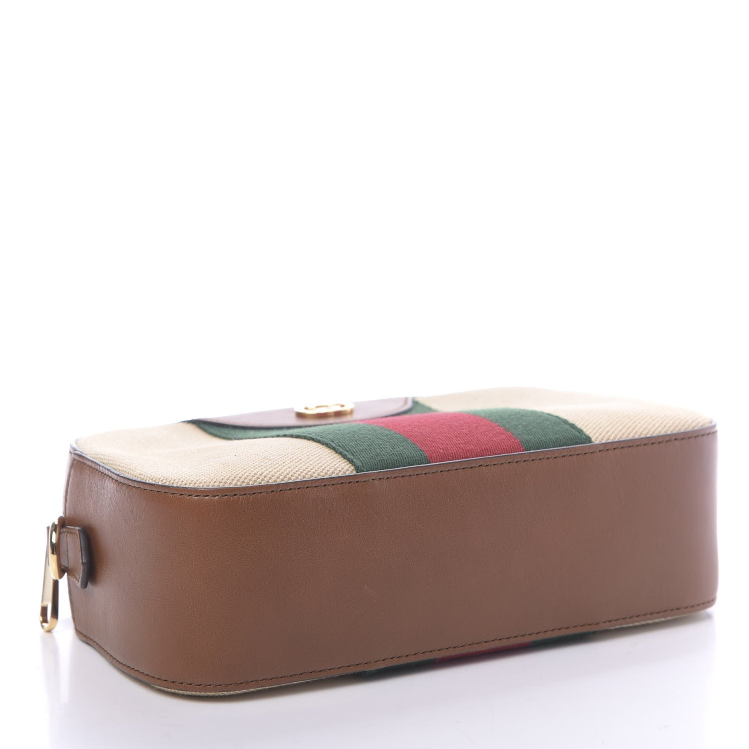 Gucci Vintage Canvas Web Shoulder Bag Sand Cuir 4 of 10