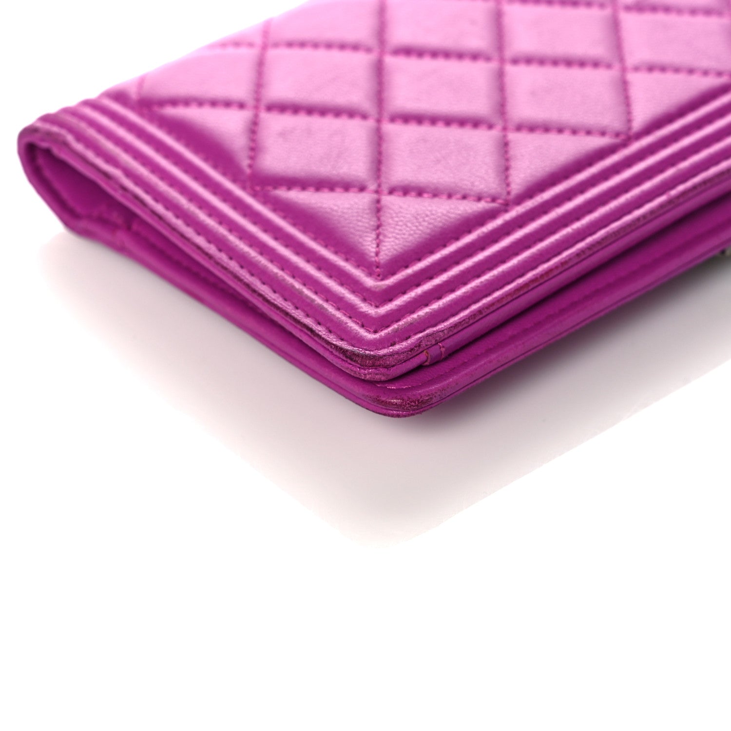 Chanel Lambskin Quilted Boy Yen Wallet Pink 13 of 22