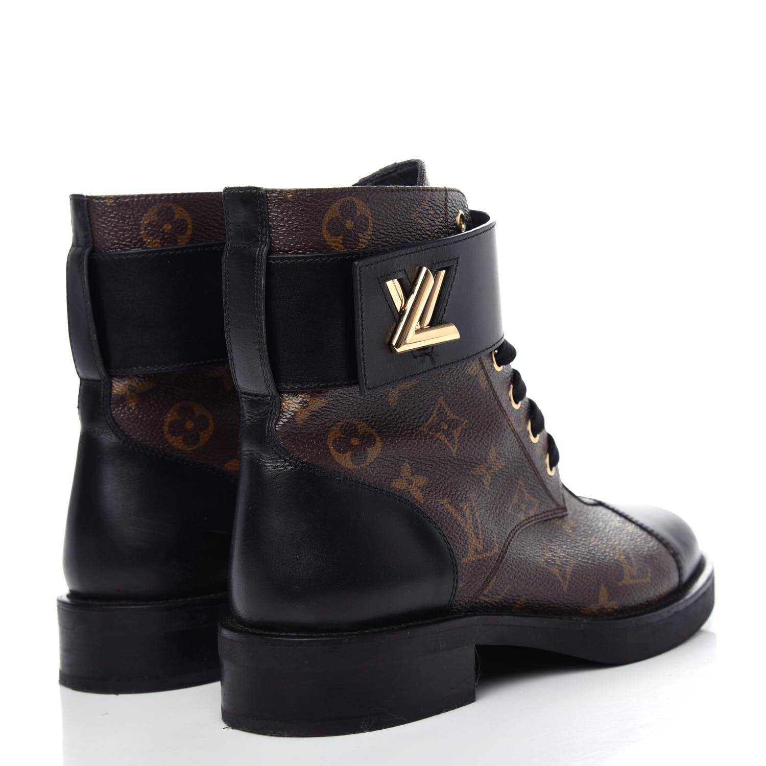 Louis Vuitton Calfskin Monogram Wonderland Flat Ranger Boots 38 Black 4 of 11
