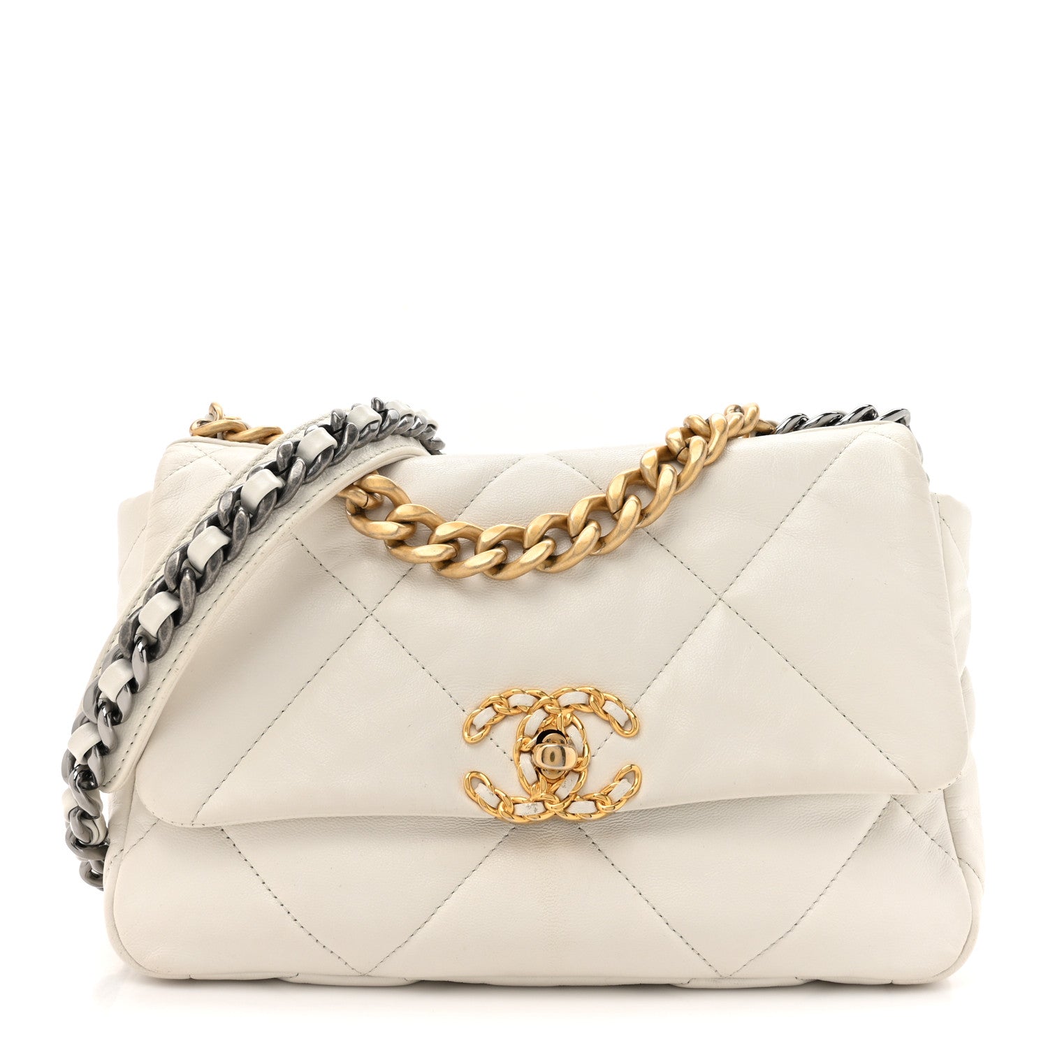 Chanel Lambskin Quilted Medium Chanel 19 Flap White 1 of 15