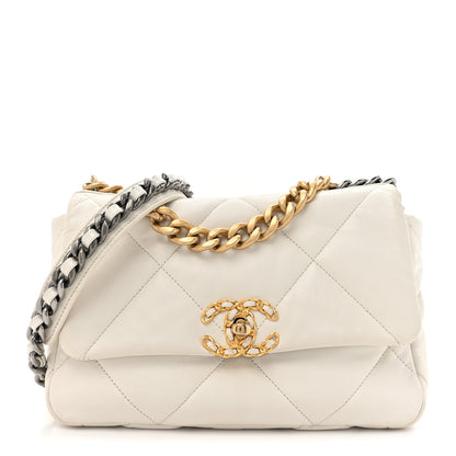 Chanel Lambskin Quilted Medium Chanel 19 Flap White 1 of 15
