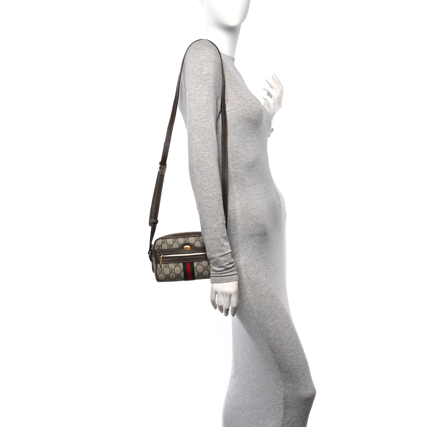 GG Supreme Monogram Web Mini Ophidia Shoulder Bag Brown