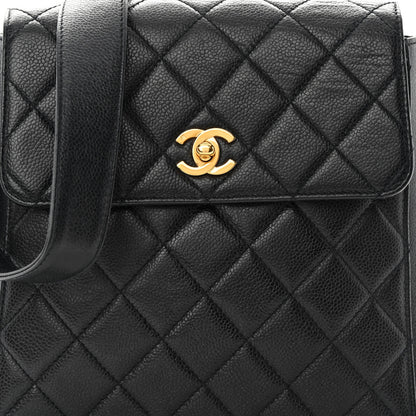 Chanel Caviar Quilted Flap Shoulder Bag Black Black 9 of 16