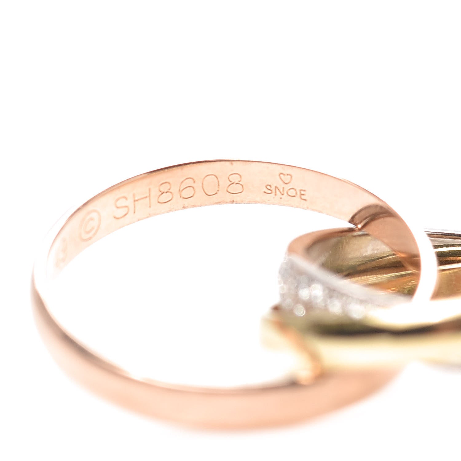 Cartier 18K White Yellow Pink Gold Diamond Small Trinity Paved Ring 49 5 6 of 7