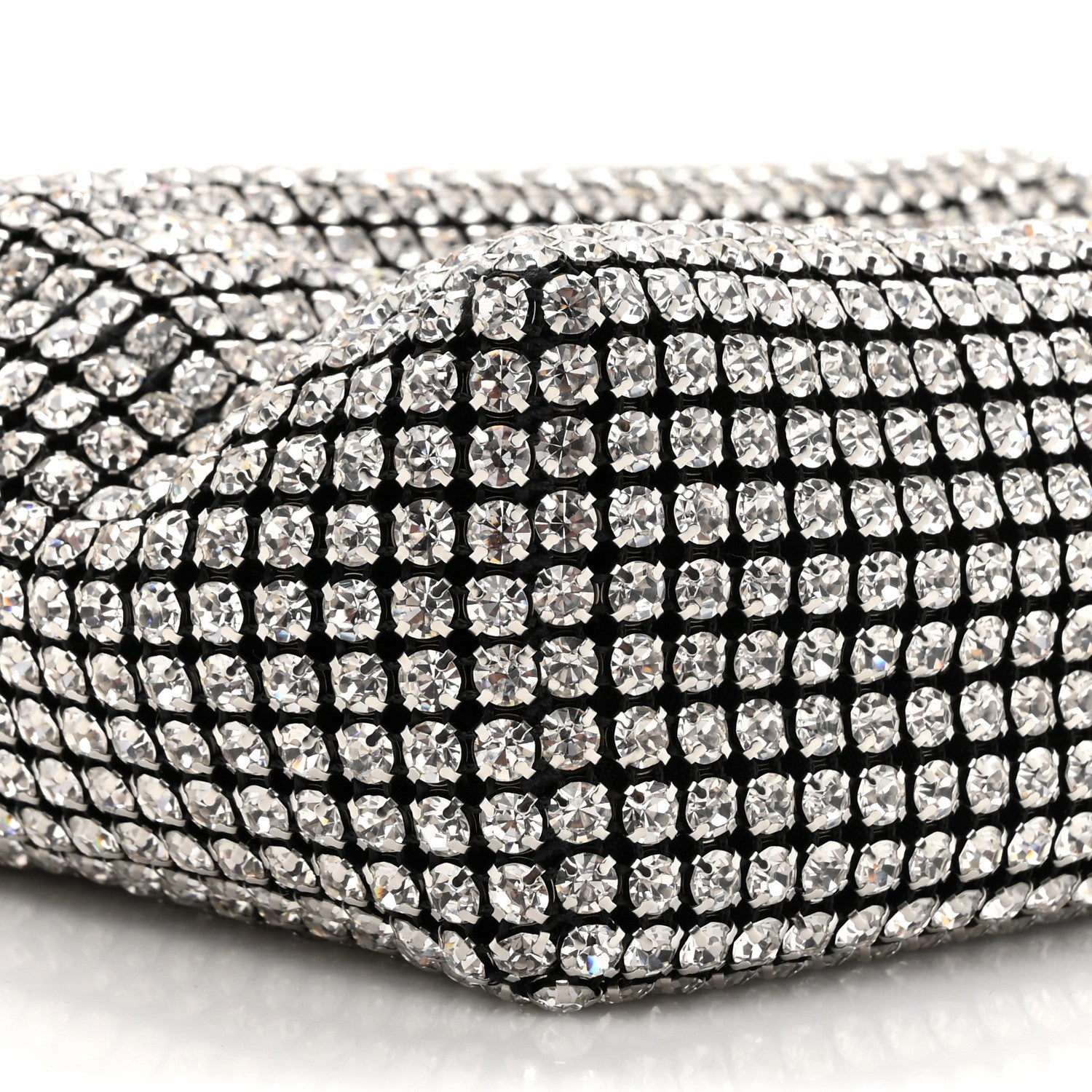 Alexander Wang Mesh Crystal Rhinestone Mini Heiress Pouch Black Silver 9 of 9