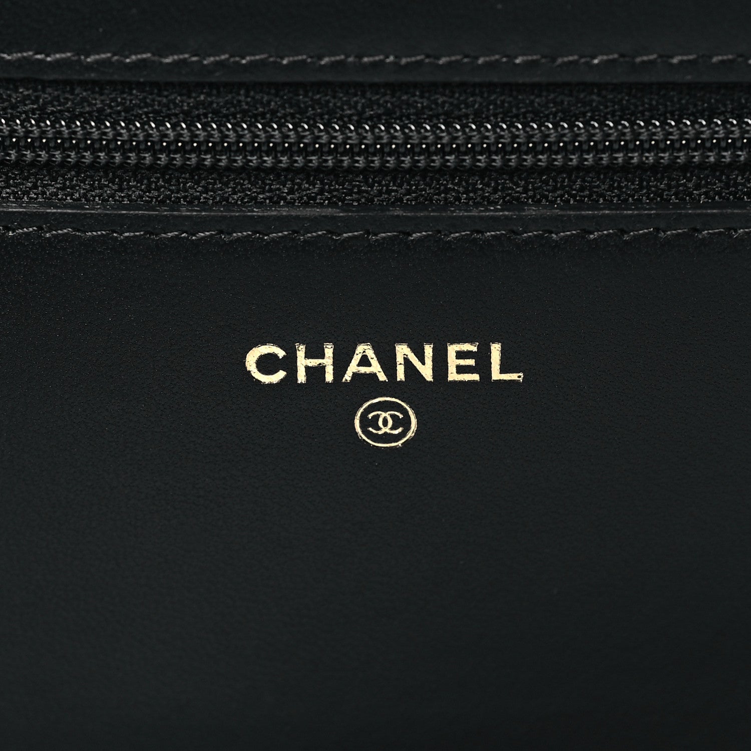 Chanel Lambskin Camellia Embossed Wallet On Chain WOC Black Gold 6 of 10