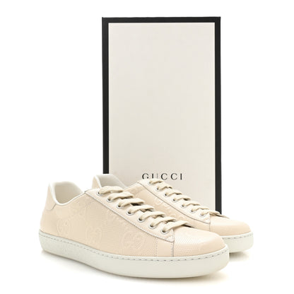 Gucci Calfskin GG Tennis Embossed Mens Ace Sneakers 8 Mystic White 9 of 9