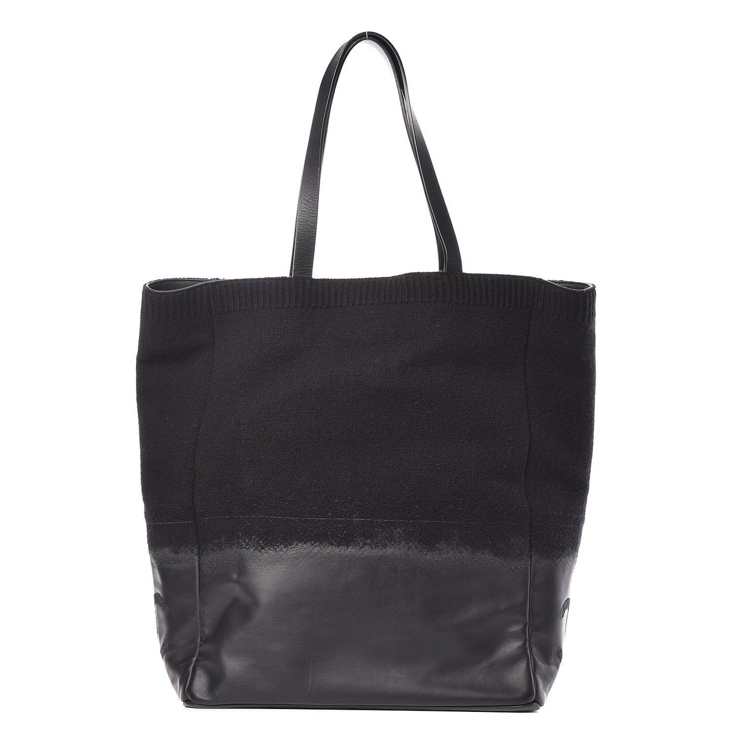 Wool Calfskin Sport North South Tote Black