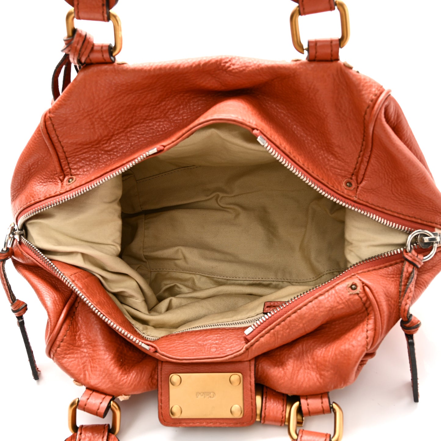 Calfskin Paddington Front Pocket Tote Whiskey