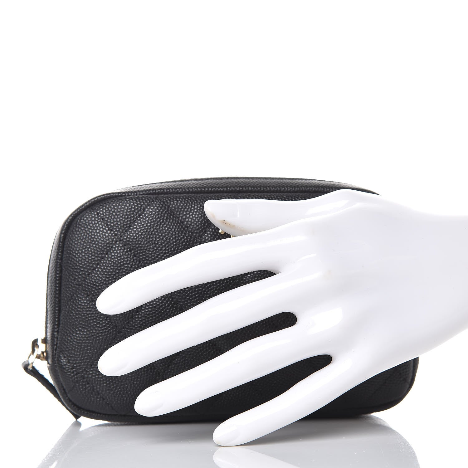Chanel Caviar Quilted Small Curvy Pouch Cosmetic Case Black 2 of 8