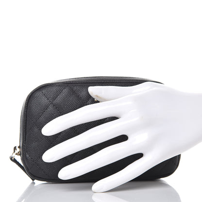 Chanel Caviar Quilted Small Curvy Pouch Cosmetic Case Black 2 of 8