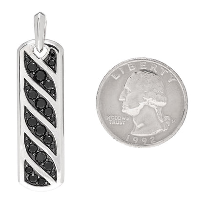 David Yurman Sterling Silver Black Diamond Mens Graphic Cable Ingot Tag Pendant 2 of 4